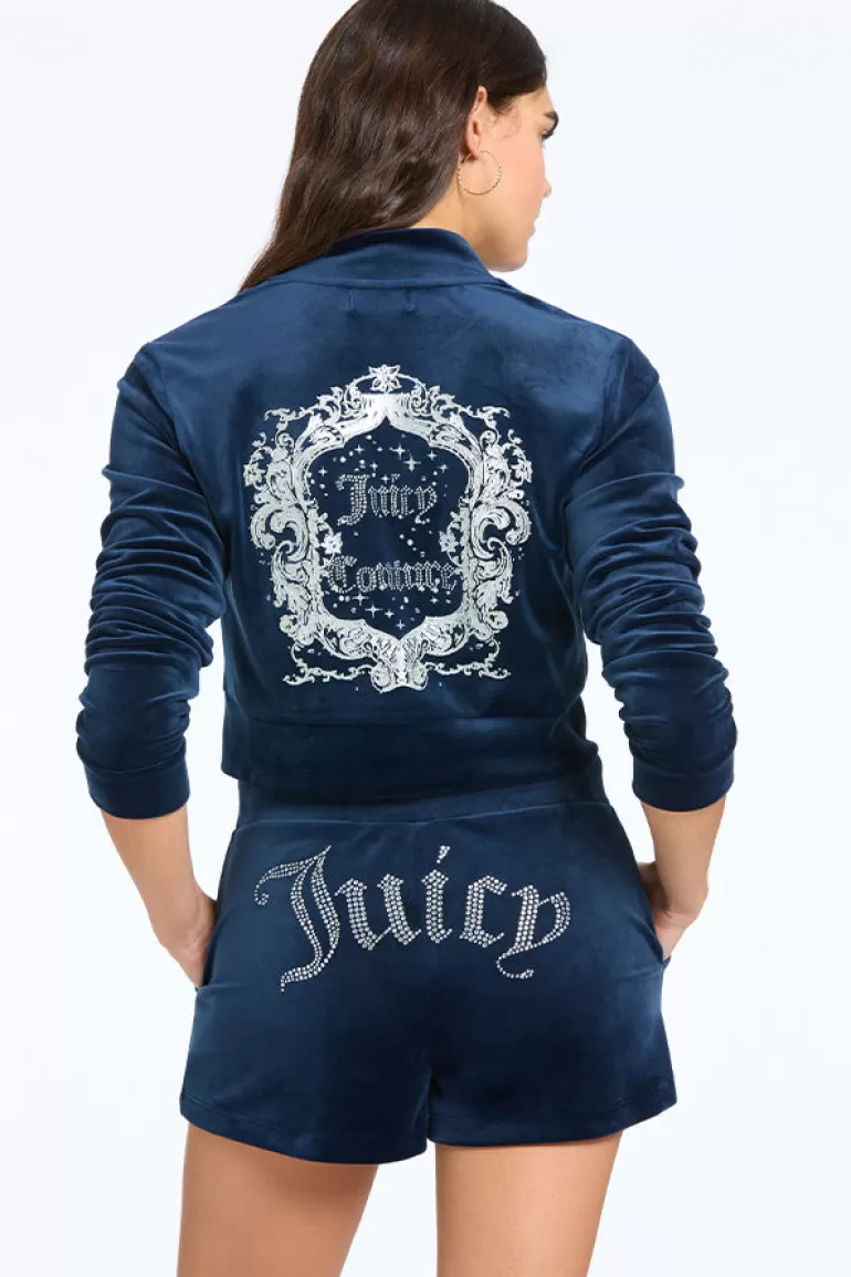 Juicy Couture Monogram Cropped Velour Bomberjakke>Kvinner Hettegensere Og Jakker