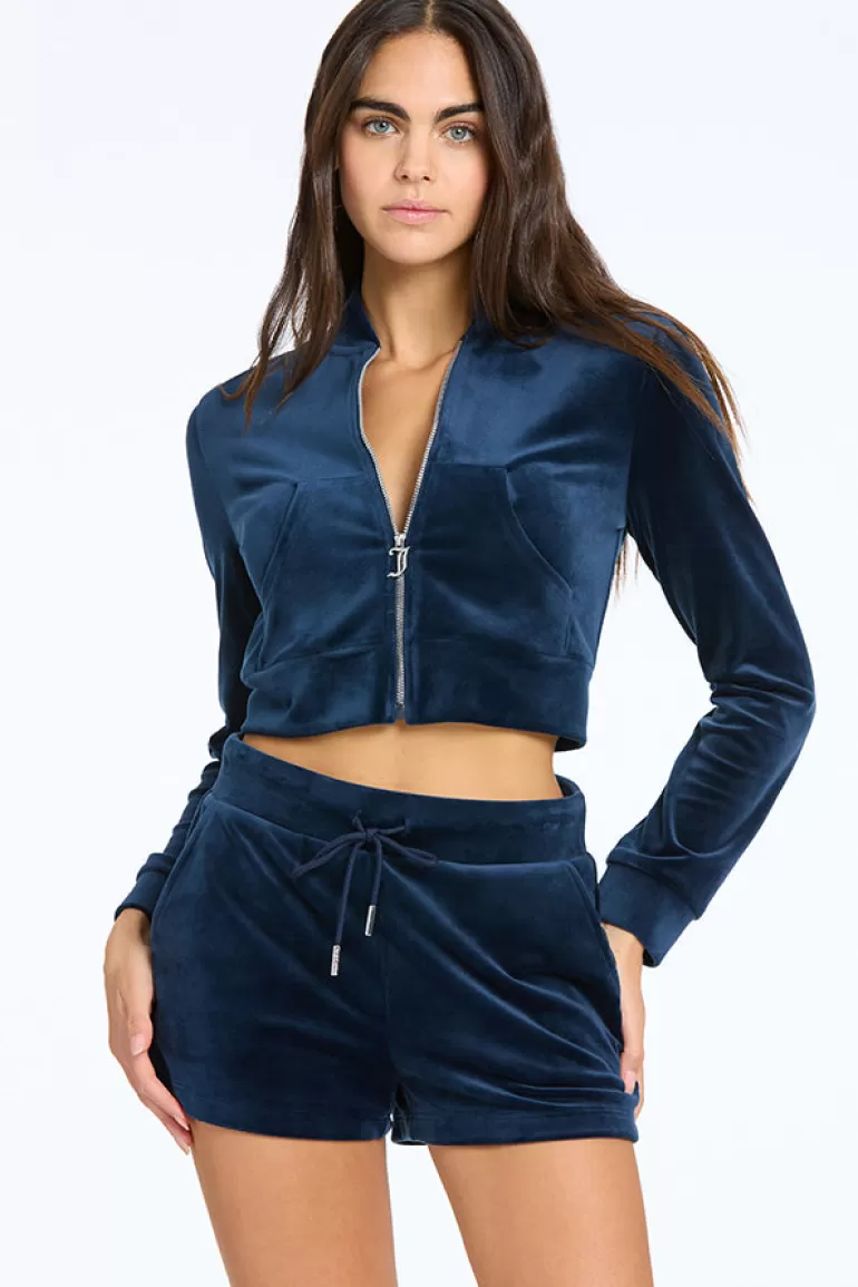 Juicy Couture Monogram Cropped Velour Bomberjakke>Kvinner Hettegensere Og Jakker